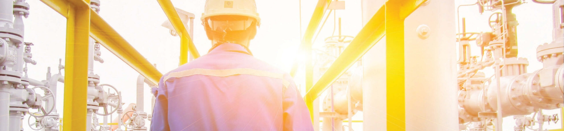 A technician looking forward in the middle of a stack facility.